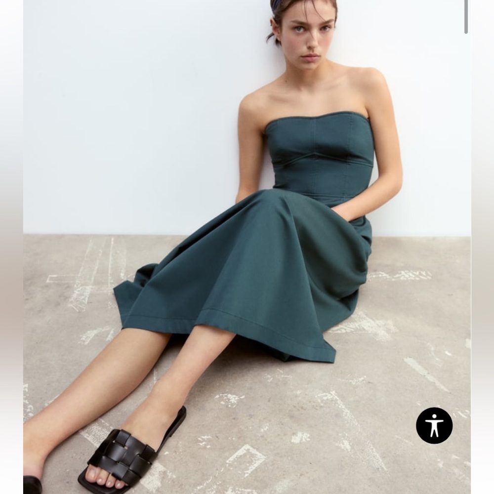 Zara black leather woven slides size 40/ US 9